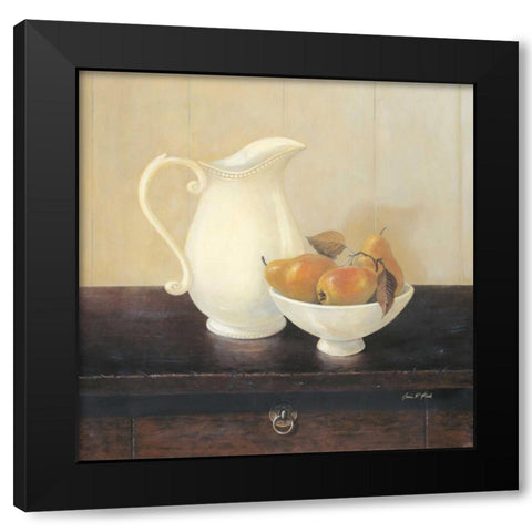 Creamware with Pears Black Modern Wood Framed Art Print with Double Matting by Fisk, Arnie