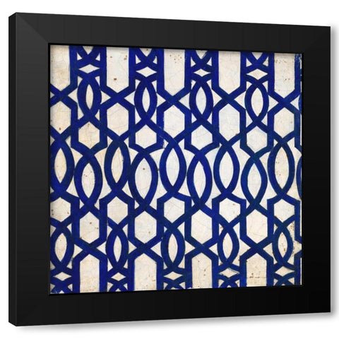 Lapis Lattice Tile Black Modern Wood Framed Art Print with Double Matting by Fisk, Arnie