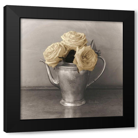 Trois Roses  Black Modern Wood Framed Art Print with Double Matting by Atria, Cristin