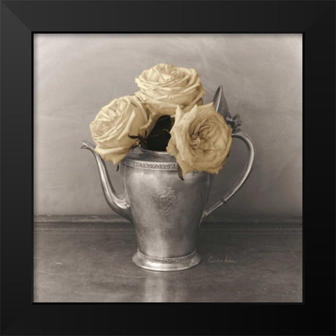 Trois Roses  Black Modern Wood Framed Art Print by Atria, Cristin