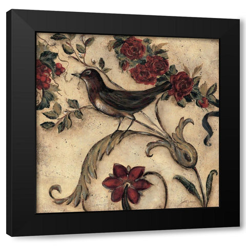 Crimson Song Bird 2 Black Modern Wood Framed Art Print with Double Matting by Lehman, Laurel