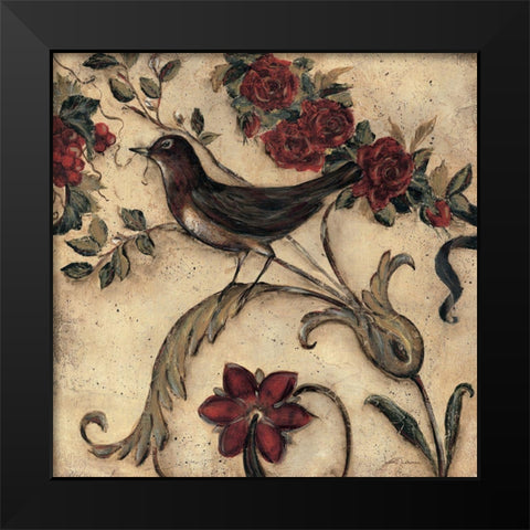 Crimson Song Bird 2 Black Modern Wood Framed Art Print by Lehman, Laurel