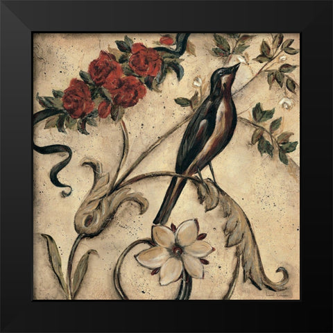 Crimson Song Bird 1 Black Modern Wood Framed Art Print by Lehman, Laurel
