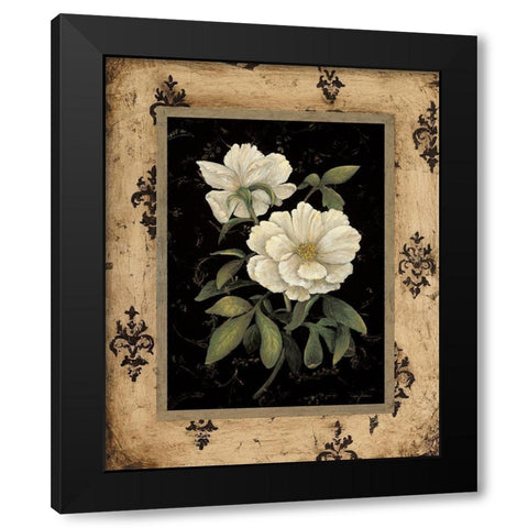 Silver Peony Black Modern Wood Framed Art Print with Double Matting by Andrew, Regina
