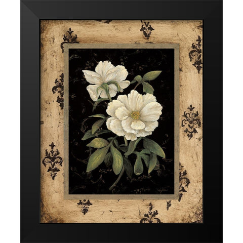 Silver Peony Black Modern Wood Framed Art Print by Andrew, Regina