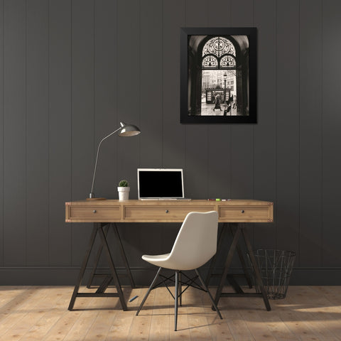 Filigree Iron Doors Black Modern Wood Framed Art Print by Vandenack, Toby