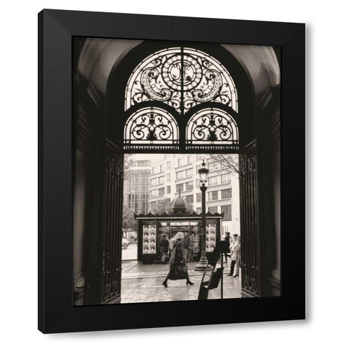 Filigree Iron Doors Black Modern Wood Framed Art Print by Vandenack, Toby