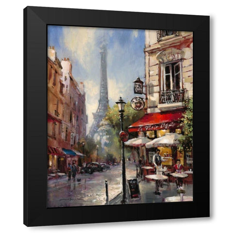 Tour De Eiffel View Black Modern Wood Framed Art Print with Double Matting by Heighton, Brent
