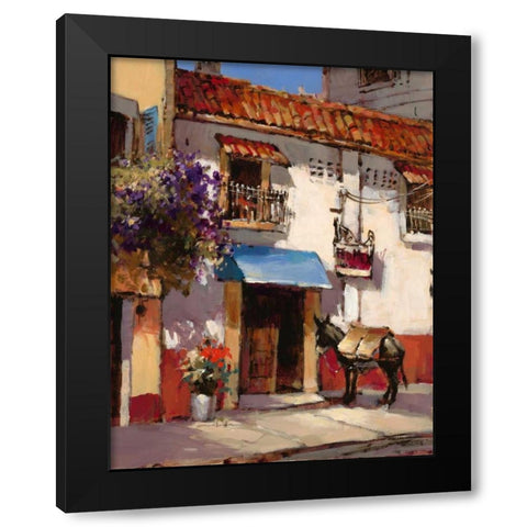 Quaint Village Black Modern Wood Framed Art Print by Heighton, Brent