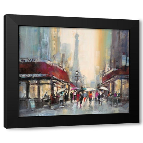 Paris Boulevard Black Modern Wood Framed Art Print by Heighton, Brent