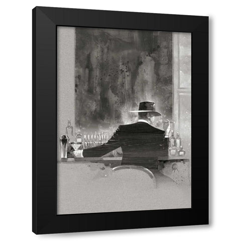 Cigar Bar Study Black Modern Wood Framed Art Print with Double Matting by Lynch, Brent