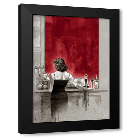 Evening Lounge Red Study Black Modern Wood Framed Art Print with Double Matting by Lynch, Brent