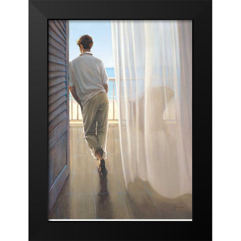 Terrace View Black Modern Wood Framed Art Print by Lynch, Brent