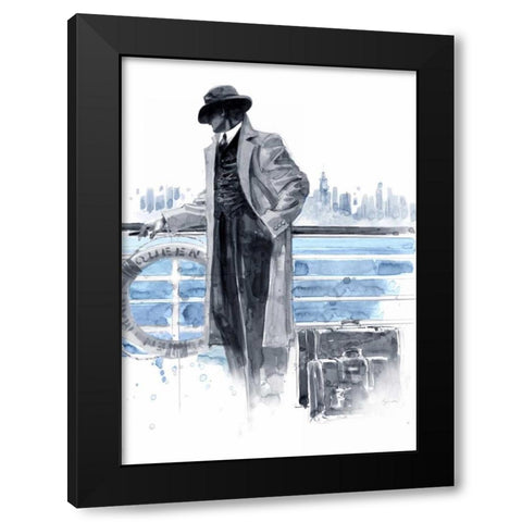 Pier 56 Blue Study Black Modern Wood Framed Art Print with Double Matting by Lynch, Brent