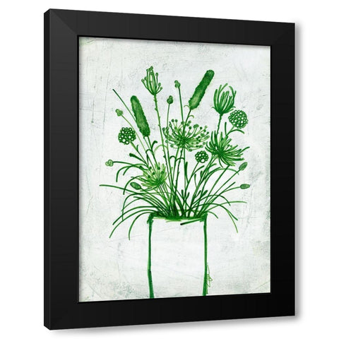 Fresh Greenery Florals Black Modern Wood Framed Art Print with Double Matting by Loco, Filippo