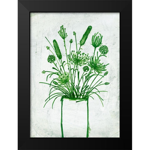 Fresh Greenery Florals Black Modern Wood Framed Art Print by Loco, Filippo