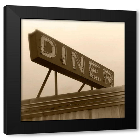 Diner Sign Black Modern Wood Framed Art Print by Robertson, Walter