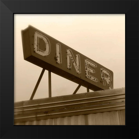 Diner Sign Black Modern Wood Framed Art Print by Robertson, Walter