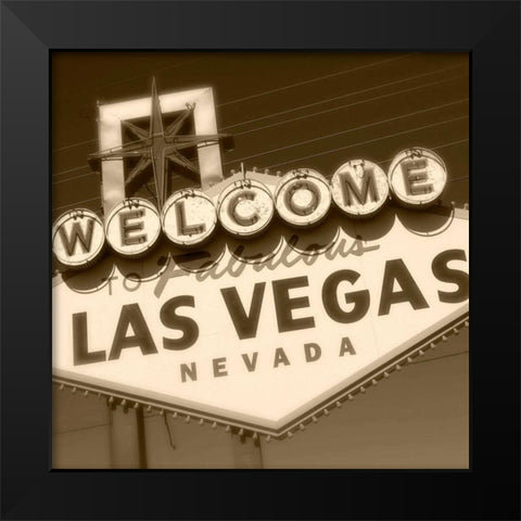Welcome Sign Black Modern Wood Framed Art Print by Robertson, Walter