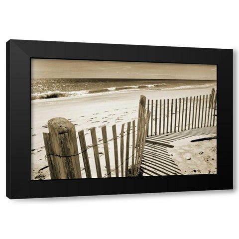 Beach Walk 1 Black Modern Wood Framed Art Print by Amber Light Gallery