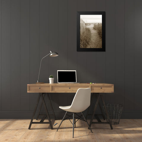 Beach Trail 1 Black Modern Wood Framed Art Print by Amber Light Gallery
