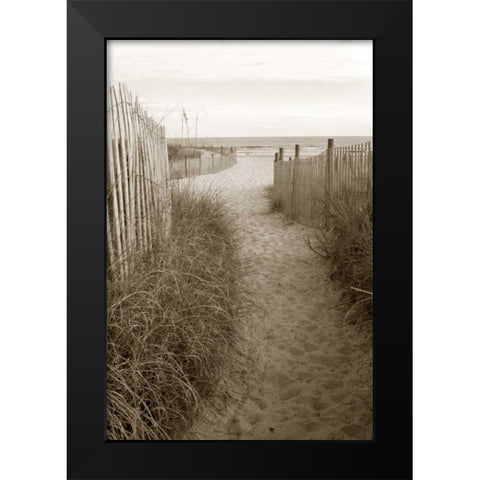 Beach Trail 1 Black Modern Wood Framed Art Print by Amber Light Gallery