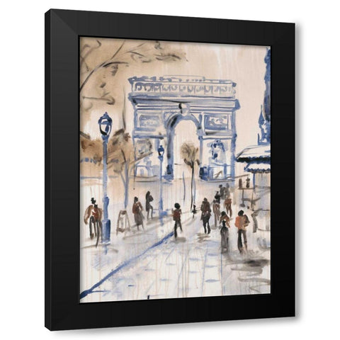 Paris Street 1 Black Modern Wood Framed Art Print with Double Matting by Morris, Madelaine