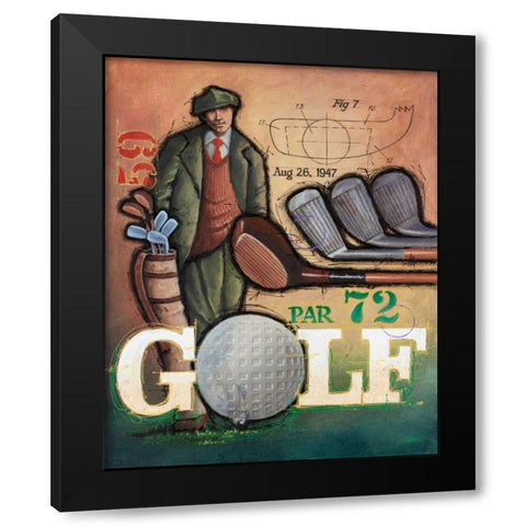 Vintage Golf 1 Black Modern Wood Framed Art Print with Double Matting by Langton, Bruce