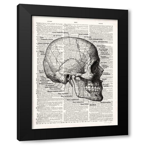 Vintage Anatomy Skull Black Modern Wood Framed Art Print by James, Christopher