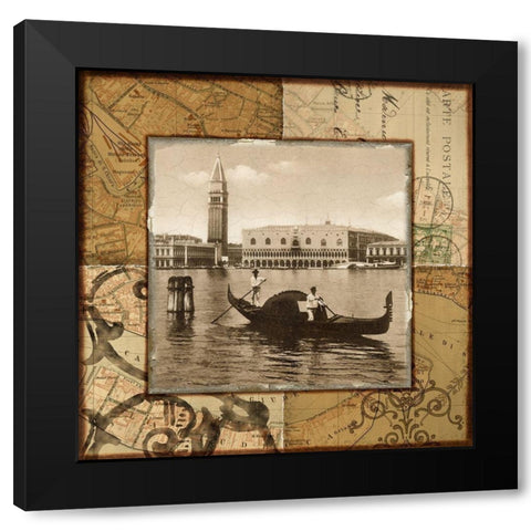 Venice Canal Black Modern Wood Framed Art Print with Double Matting by Studio Voltaire