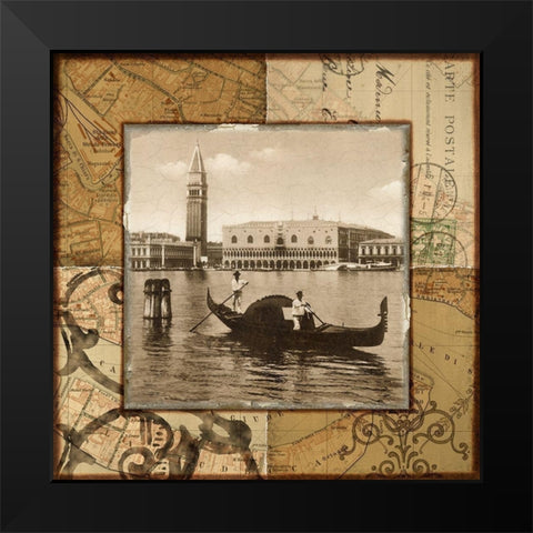 Venice Canal Black Modern Wood Framed Art Print by Studio Voltaire