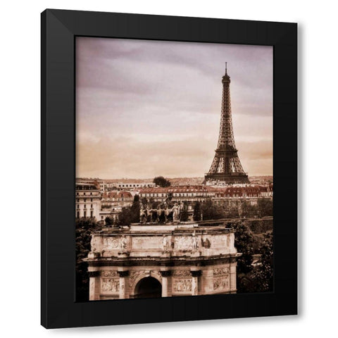 Paris Vista Black Modern Wood Framed Art Print with Double Matting by Greenwood, Michael