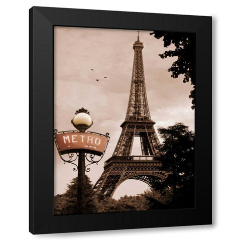 Tour Eiffel Metro Black Modern Wood Framed Art Print with Double Matting by Greenwood, Michael