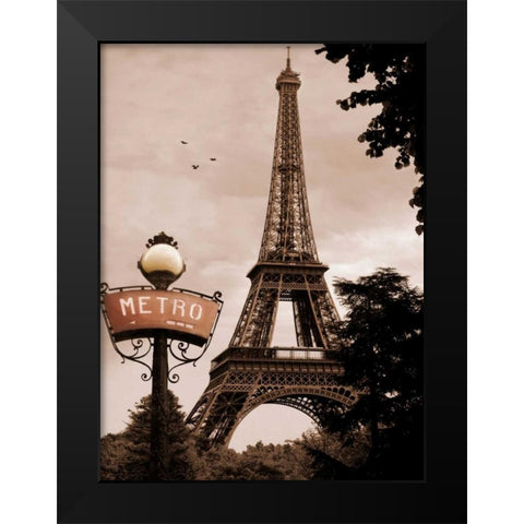 Tour Eiffel Metro Black Modern Wood Framed Art Print by Greenwood, Michael