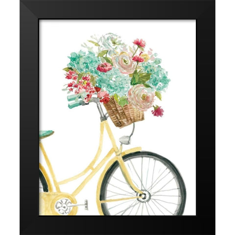 Posies and Pedals Black Modern Wood Framed Art Print by Studio Rofino