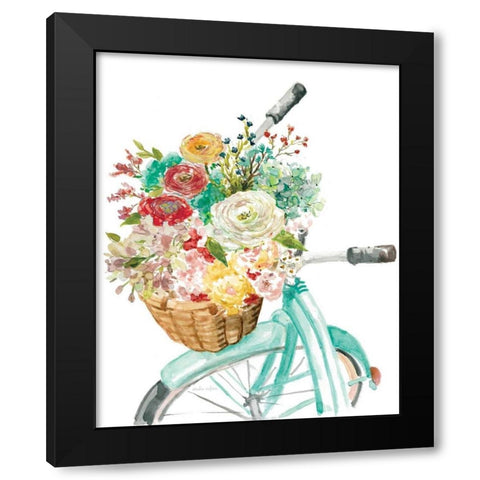 Basket and Bike Black Modern Wood Framed Art Print by Studio Rofino
