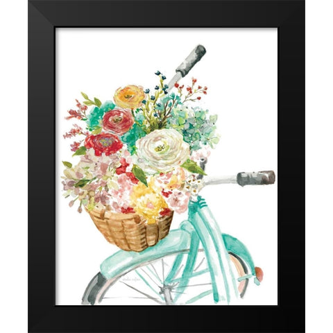 Basket and Bike Black Modern Wood Framed Art Print by Studio Rofino