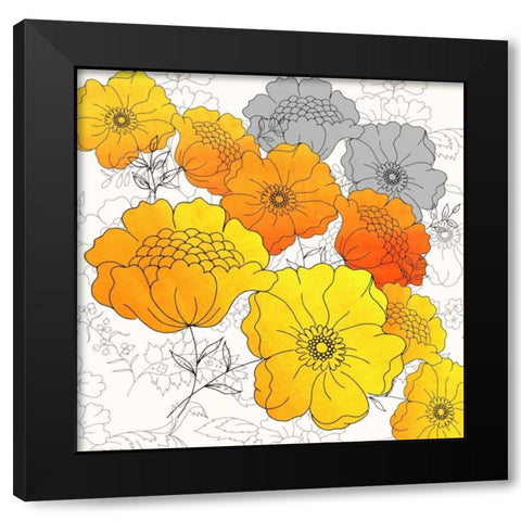 Groovy Floral Wallpaper Black Modern Wood Framed Art Print with Double Matting by Z Studio