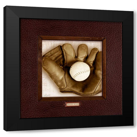 Vintage Baseball Black Modern Wood Framed Art Print with Double Matting by Appleman, Sam