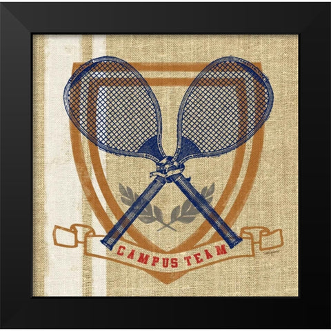 Campus Tennis Team Black Modern Wood Framed Art Print by Appleman, Sam
