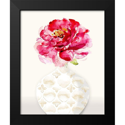 Splash of Petals 2 Black Modern Wood Framed Art Print by Jing, Jin
