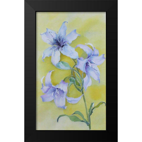 Floral  Black Modern Wood Framed Art Print by Mayskaya, Alisa