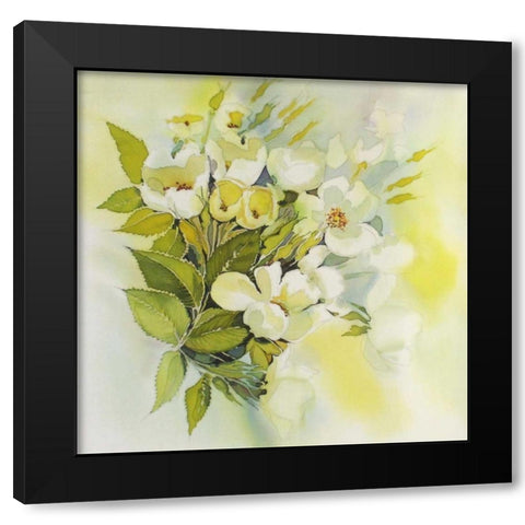 Soft Floral Black Modern Wood Framed Art Print with Double Matting by Mayskaya, Alisa