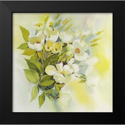 Soft Floral Black Modern Wood Framed Art Print by Mayskaya, Alisa