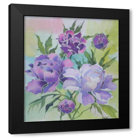 Soft Floral Black Modern Wood Framed Art Print with Double Matting by Mayskaya, Alisa