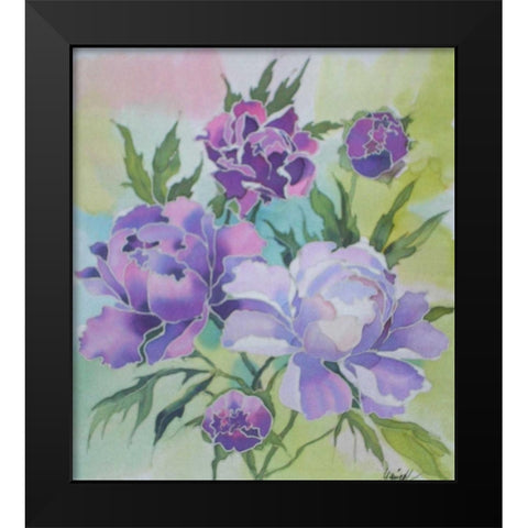 Soft Floral Black Modern Wood Framed Art Print by Mayskaya, Alisa