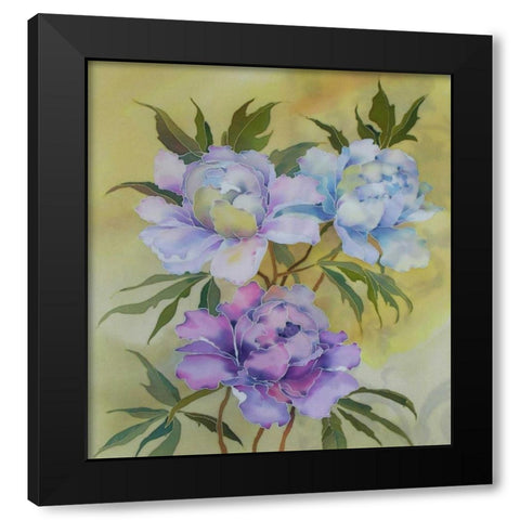 Soft Floral Black Modern Wood Framed Art Print with Double Matting by Mayskaya, Alisa