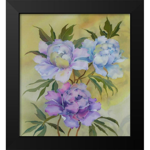 Soft Floral Black Modern Wood Framed Art Print by Mayskaya, Alisa