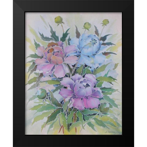 Soft Floral Black Modern Wood Framed Art Print by Mayskaya, Alisa