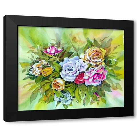 Roses Black Modern Wood Framed Art Print with Double Matting by Mayskaya, Alisa